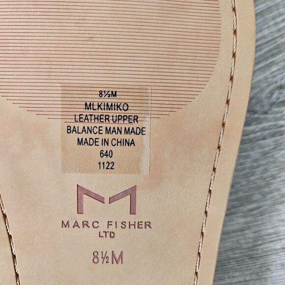 Marc Fisher Ltd Ml Kimiko Womens Leather Natural Flat Slide Sandals Size 8.5M - Picture 3 of 13